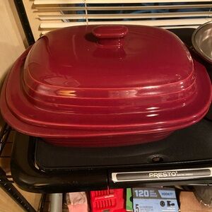 Red Ceramic Covered Baking Dish - Home Kitchen